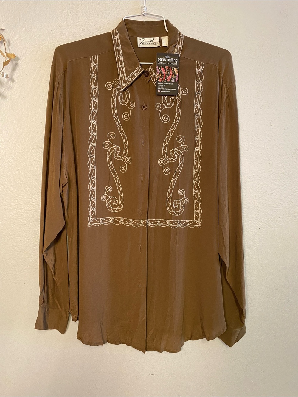 Pursuits Brown Silk Shirt